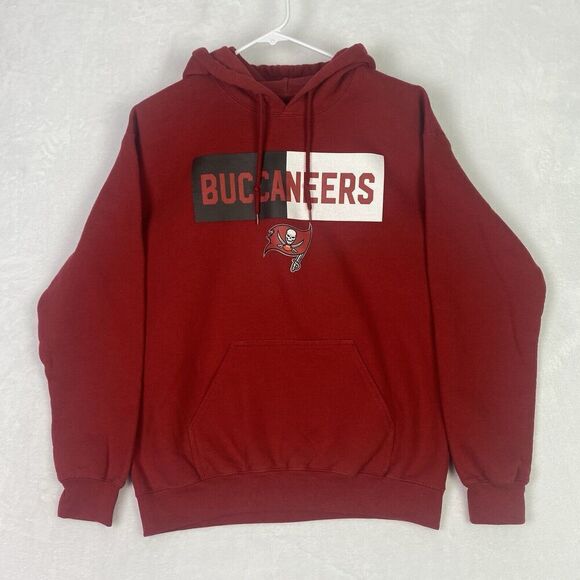 NFL Tampa Bay Buccaneers Sweater Mens Medium Red Hoodie Sweatshirt Pullover - Picture 1 of 6